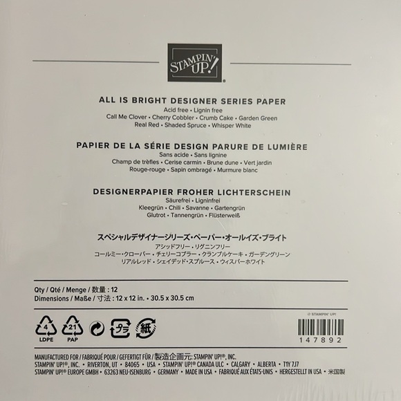 Stampin’ Up! All Is Bright Designer Series Paper 12x12 Rare NWT - Picture 3 of 5